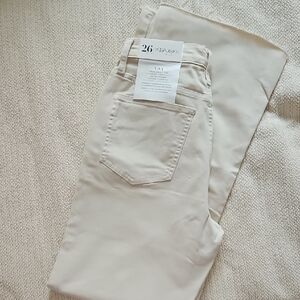 High-Rise Wide Leg Jeans in Light Beige